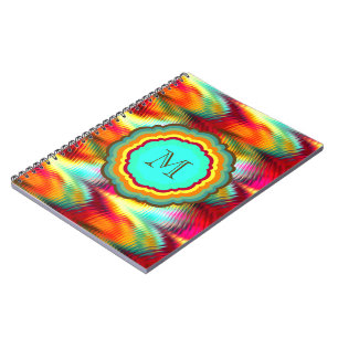 Funky, Vibrant Rainbow Monogram Notebook