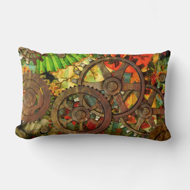 Funky Victorian Steampunk Lumbar Cushion (Front)