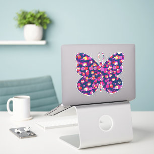 Funky Vintage Floral Pattern Butterfly Sticker