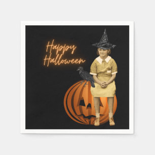 Funky Vintage Girl Witch Halloween Napkin