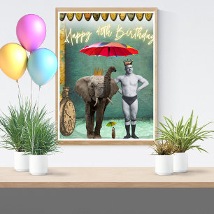 Funky Vintage Strongman 40th Birthday  Poster