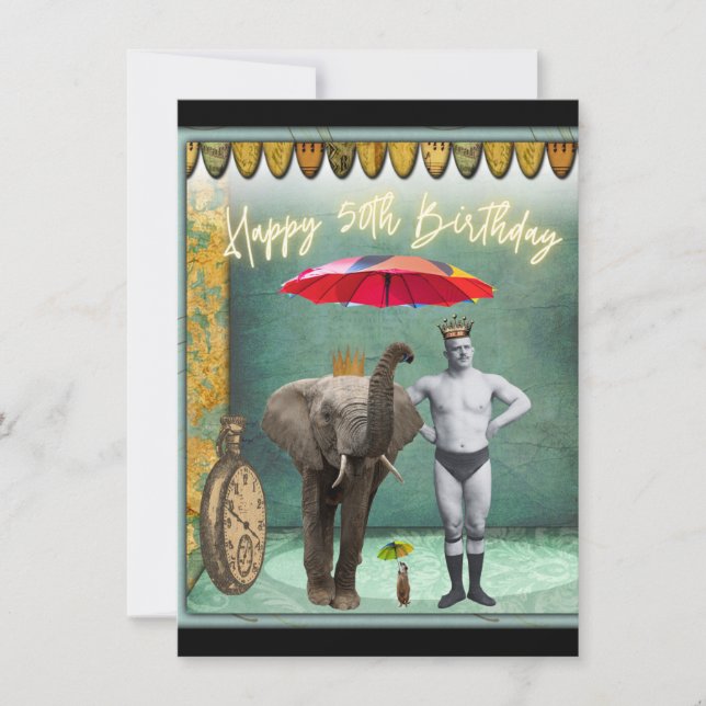 Funky Vintage Strongman 50th Birthday (Front)