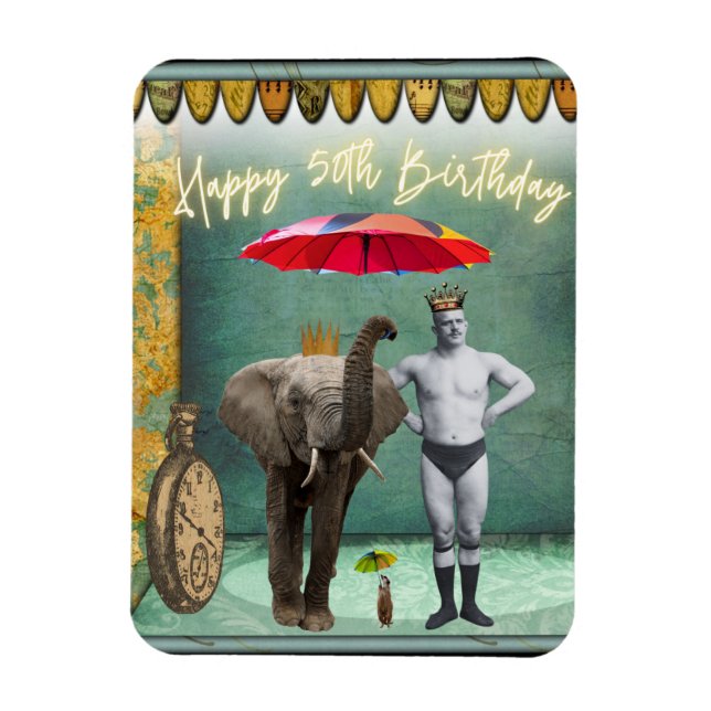 Funky Vintage Strongman 50th Birthday   Magnet (Vertical)