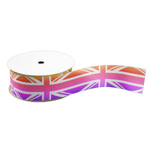 Funky vintage UK & British Flag / United Kingdom Grosgrain Ribbon