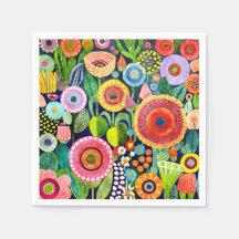 Funky Watercolor Flowers Pattern