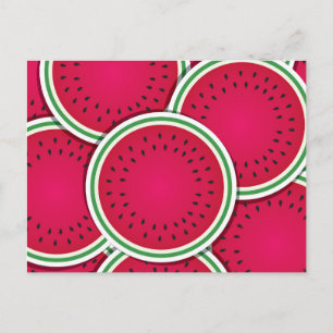 Funky watermelon slices postcard