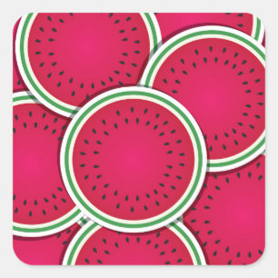 Funky watermelon slices square sticker