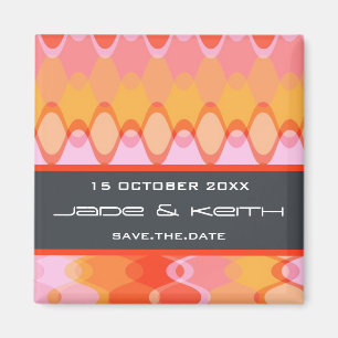 Funky Waves   03 * Pink Yellow Orange   Save Date Magnet