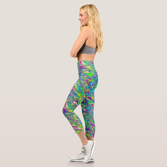 Funky Waves Capri Leggings (Left)