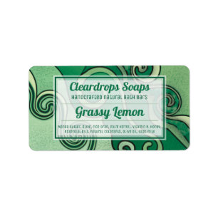 Funky waves green handmade soap personalised label
