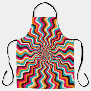 Funky wavy multicolored sunburst background art. 7 apron
