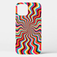 Funky wavy multicolored sunburst background art. 7