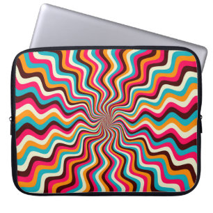 Funky wavy multicolored sunburst background art. 7 laptop sleeve