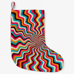 Funky wavy multicolored sunburst background art. 7 small christmas stocking