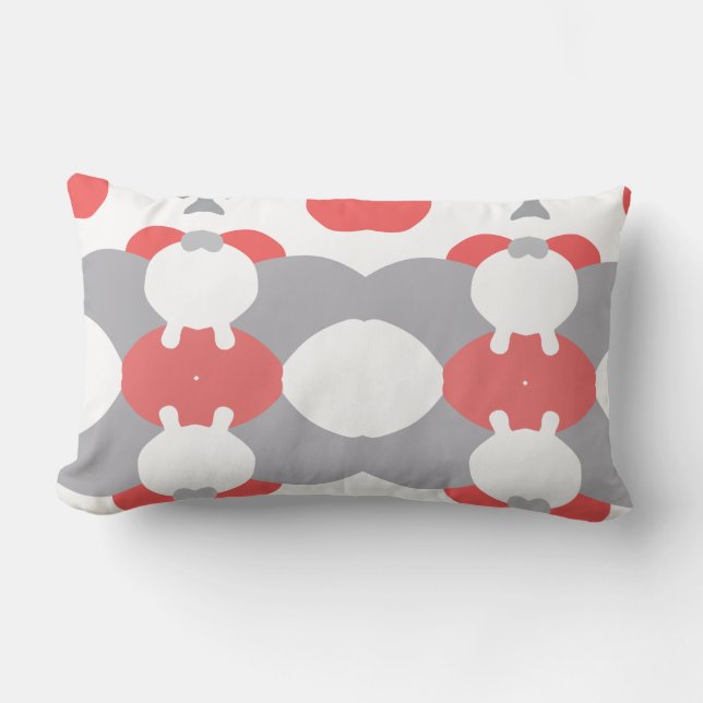 Funky Weird Pattern Coral White Grey Cushion (Front)