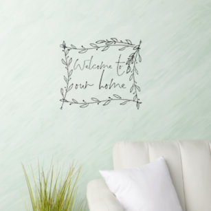 Funky Welcome to Our Home Laurel Leaf Frame Wall Decal