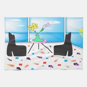 Funky Whimsical Colourful Miami, Graphic Tea Towel