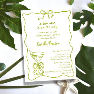 Funky Whimsical Green Dirty Martini Baby Shower Invitation