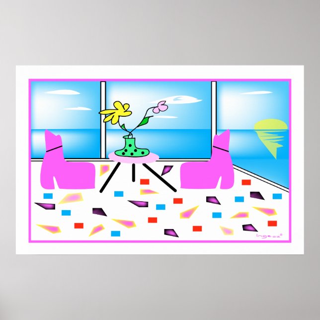Funky Whimsical Miami Colorful Poster (Front)