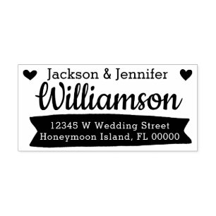 Funky Whimsical Wedding Bride and Groom Address Self-inking Stamp