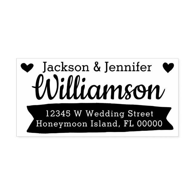 Funky Whimsical Wedding Bride and Groom Address Self-inking Stamp (Design)