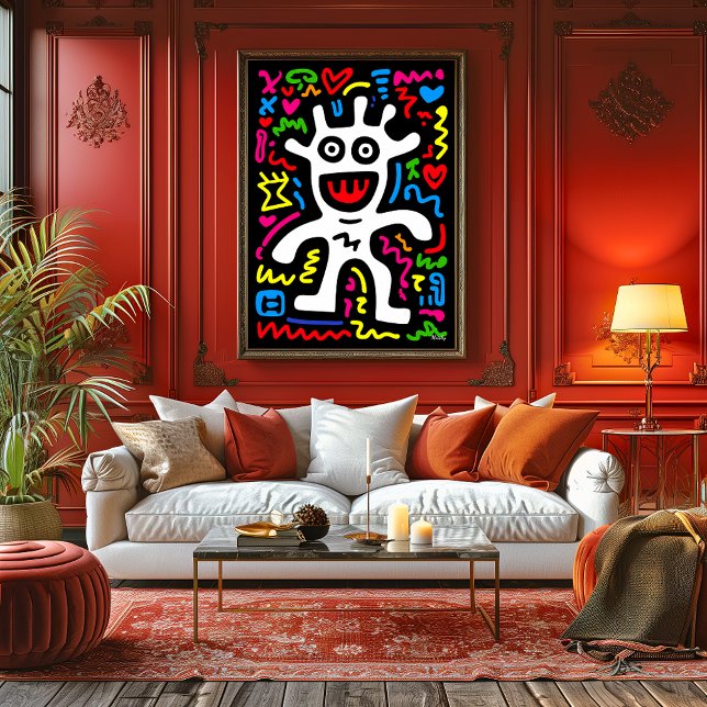 Funky White Alien – Neon Pop Art Creature Wall Art (Creator Uploaded)