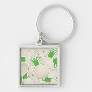 Funky white onions key ring