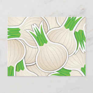 Funky white onions postcard