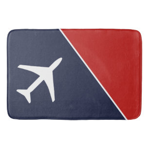 Funky White Plane Aeroplane Pilot Aviation Bath Mat