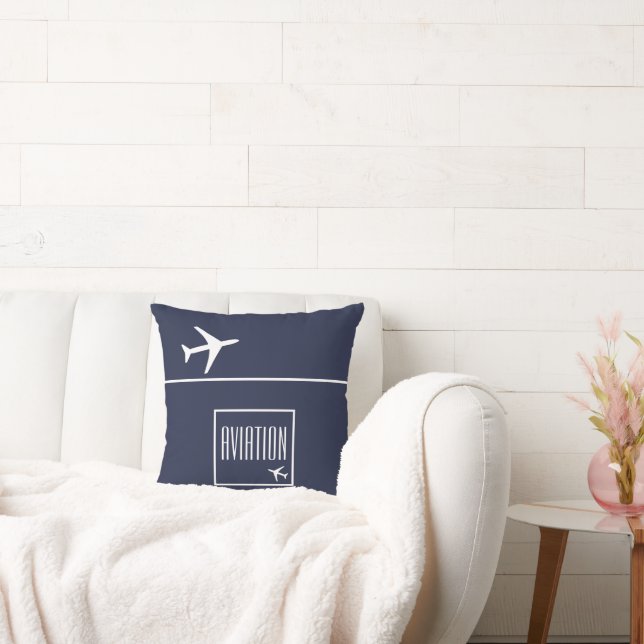 Funky White Plane Aeroplane Pilot Aviation Cushion (Couch)