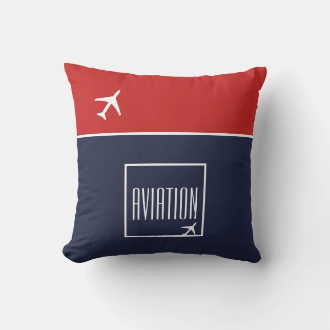 Funky White Plane Aeroplane Pilot Aviation Cushion (Front)
