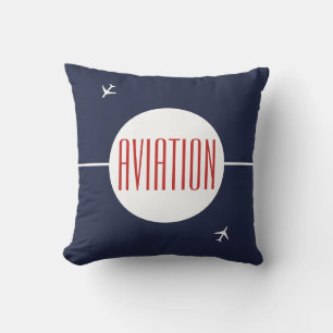 Funky White Plane Aeroplane Pilot Aviation Cushion