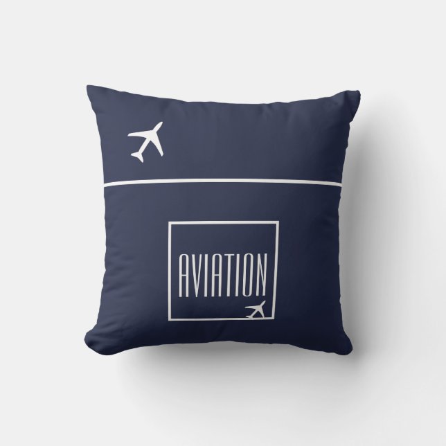 Funky White Plane Aeroplane Pilot Aviation Cushion (Front)