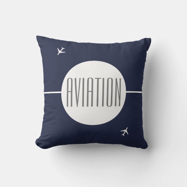 Funky White Plane Aeroplane Pilot Aviation Cushion (Front)
