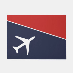 Funky White Plane Aeroplane Pilot Aviation Doormat