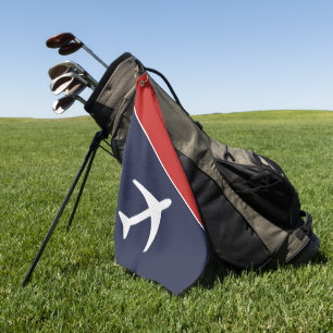 Funky White Plane Aeroplane Pilot Aviation Golf Towel