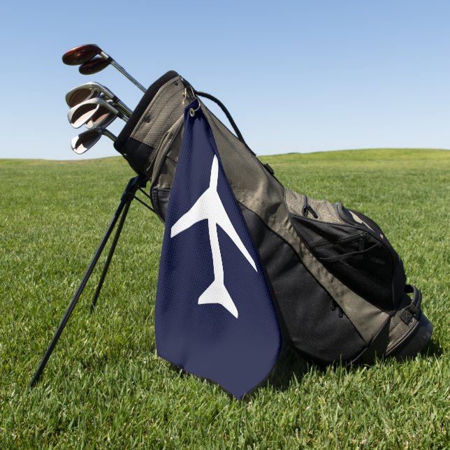 Funky White Plane Aeroplane Pilot Aviation Golf Towel (Green)