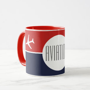 Funky White Plane Aeroplane Pilot Aviation Mug
