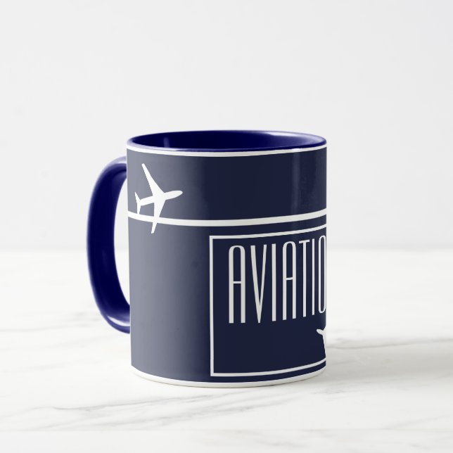 Funky White Plane Aeroplane Pilot Aviation Mug (Front Left)