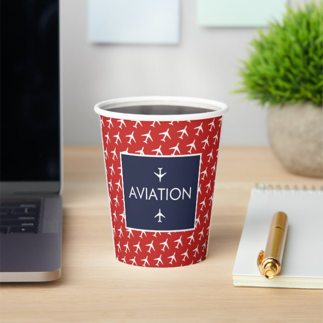 Funky White Plane Aeroplane Pilot Aviation Paper Cups (Insitu)