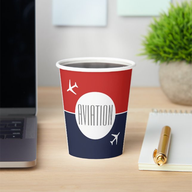 Funky White Plane Aeroplane Pilot Aviation Paper Cups (Insitu)