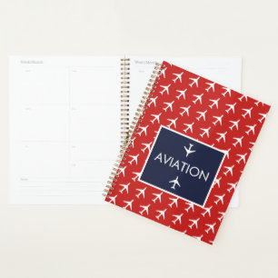 Funky White Plane Aeroplane Pilot Aviation Planner