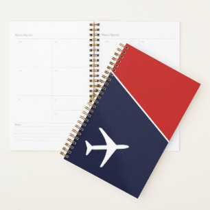 Funky White Plane Aeroplane Pilot Aviation Planner