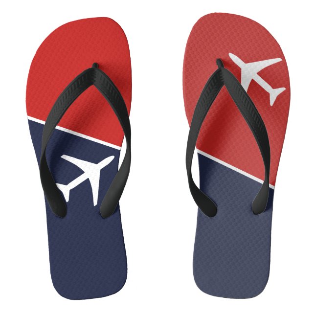 Funky White Plane Aeroplane Pilot Aviation Thongs (Footbed)