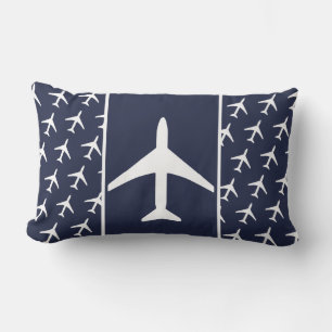 Funky White Plane Aeroplane Pilot Flying Cushion