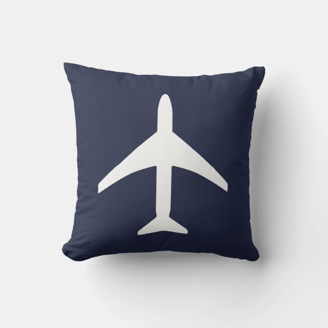 Funky White Plane Aeroplane Pilot Flying Cushion (Front)