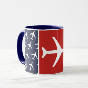 Funky White Plane Aeroplane Pilot Flying Mug