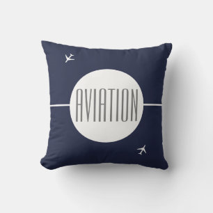 Funky White Plane Airplane Pilot Aviation Cushion