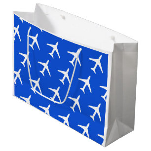 Funky White Plane Airplane Pilot Flying Airways Large Gift Bag