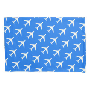 Funky White Plane Blue Background Pilot Aviation Pillowcase